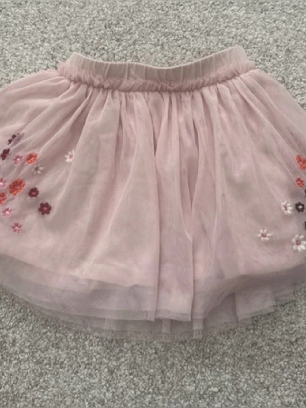 Gymboree Light Pink Tulle Skater Skirt with Floral Embroidery
